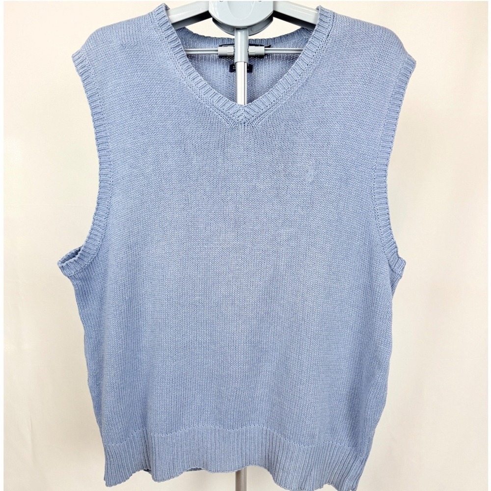 Polo Ralph Lauren Linen Cotton Sweater Vest XL Baby Blue Preppy Golf Hong Kong
